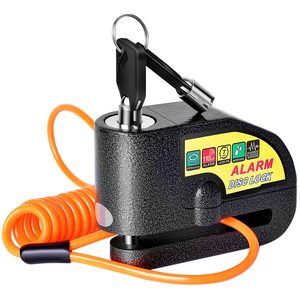 알람 디스크 브레이크 잠금 장치 도난 방지 보안 휠 디스크 잠금 장치 방수 110dB 알람 소리 및 5피트 알림 케이블 키 포함 - Product Image 1