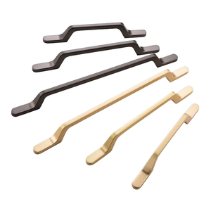 Kenop perangkat keras logam campuran seng hitam tarik L Tepi tarik pintu Aluminium 96mm untuk lemari pakaian lemari kabinet dapur furnitur - Product Image 1