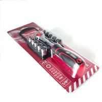 Jeu de clés à cliquet 12 pièces 1/4'' 4mm-13mm en acier au chrome-vanadium avec rallonge et support pour réparation automobile, haute qualité, logo OEM
