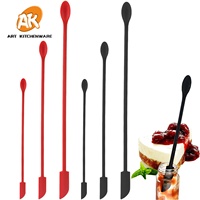 Ensemble de 3 spatules miniatures en silicone à double tête pour pots fins, spatules à beurre pour le maquillage, spatules à gâteau avec cuillère, spatules réutilisables pour les outils de cuisine
