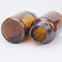 Bouteilles en verre rondes à large ouverture avec bouchon à vis, série ambrée, 60 ml-500 ml, pour le stockage de pilules et de vitamines, vente en gros