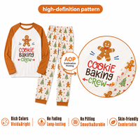 Ensemble de pyjamas de Noël personnalisés en polyester à manches raglan, motif pain d'épices et orange, pour toute la famille (hommes, femmes, enfants), livraison directe, impression à la demande, MOQ 1 pièce