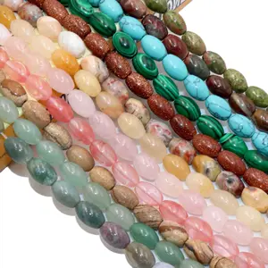 Naturstein Perlen Reisform Jade-Agat Pyrit Shoushan-Stein Opal lose Abstandsperlen zur Schmuckherstellung