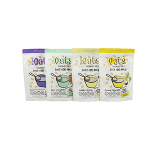 Custom stand up sacchetto di imballaggio di avena in plastica trasparente semi di noci tostate cibo grano intero arrotolato sacchetto di avena con cerniera - Product Image 5