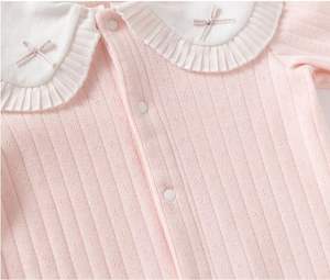 Combinaison à manches longues pour bébé fille, en coton doux côtelé avec boutons, <span class=keywords><strong>tenue</strong></span> de printemps pour nouveau-né, fabriquée en Chine - Product Image 4