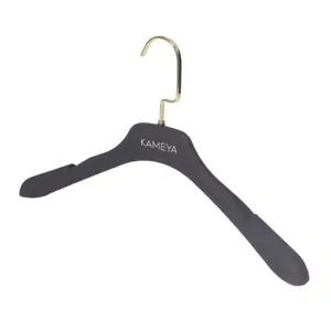 Cost Effective Black Soft Touch Anti-slip Rubber Plastic Clothes Hanger For Men And Women Clothes With Logo Print