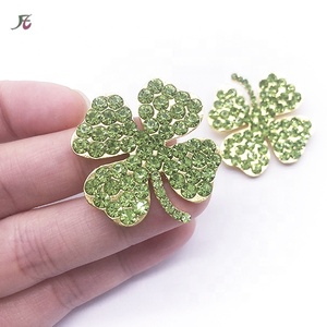 Buena suerte encanto verde trébol de cuatro hojas trébol bebé colorido Rhinestone cristal Pin broche - Product Image 3