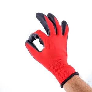 13G Rot Polyester schwarz Nitrilbeschichtete Oberfläche verschleißfeste Nitrilbeschichtete Arbeitshandschuhe Großhandel