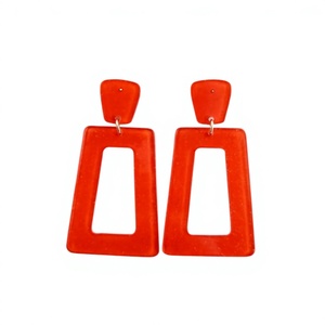 Red Resin Geometric Earrings Irregular Shape Fashion Jewelry for Women Resin Crafts - Product Image 1