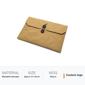 Funda para Portátil Lavable, Sobre de Papel Kraft con Solapa, Cierre de Cordón y Botón, 37x26cm, Logotipo Personalizado Impreso en Serigrafía, Regalo Corporativo - Product Image 6