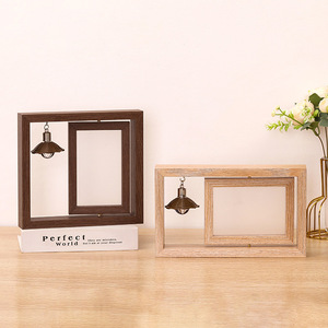 Rotate Photo Frame Office Picture Hanging Frames Modern Wooden Tabletop Holder Decor Lovers Home - Product Image 2