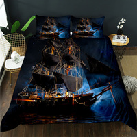 Ensemble de housse de couette personnalisable avec motif de voilier, 100% polyester, 500TC, pour toutes les saisons, ensemble de literie