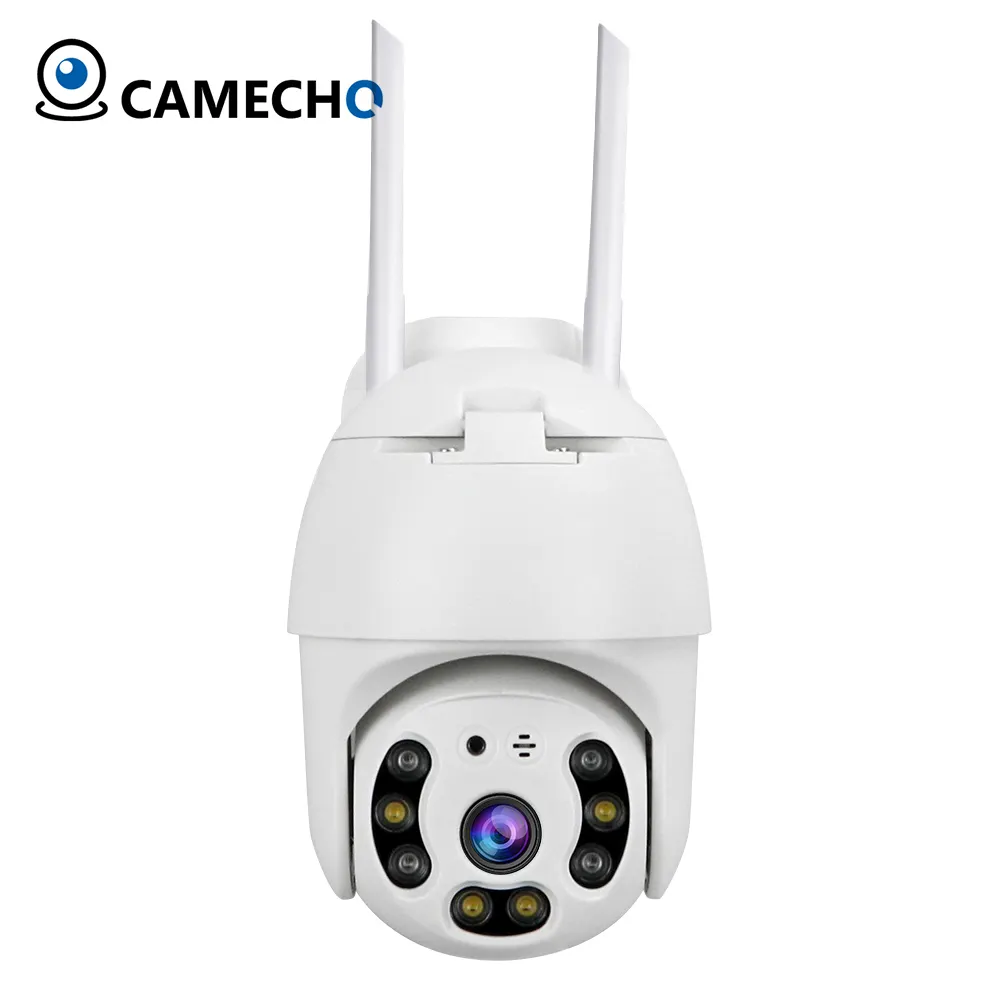 Camecho Kamera HD 1080P IP PTZ Wifi, Kamera Tahan Air Luar Ruangan, Kamera CCTV <span class=keywords><strong>Fokus</strong></span> <span class=keywords><strong>Tetap</strong></span> Lampu Ganda Mendukung ONVIF 2.4