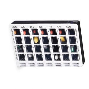 Pill Box <b>7</b> Days Medicine <b>Tablets</b> Holder Dispenser Pills Organizer 28 Compartments Plastic Pill Box - Product Image 1