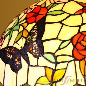 Bán buôn tùy chỉnh kính màu <span class=keywords><strong>Tiffany</strong></span> hoa bướm mô hình Châu Âu-phong cách retro màu thủy tinh tinh khiết Đồng cơ sở đèn bàn - Product Image 5