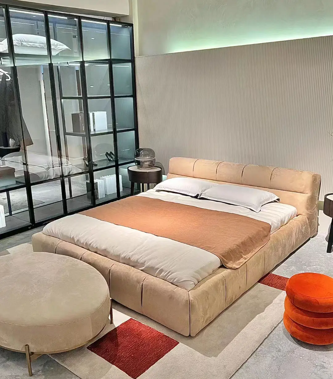 Lit Double de luxe contemporain avec rangement, meubles de chambre à coucher, lit de princesse, Tatami, lit bouffant minimaliste