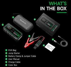 1600A 59.2Wh Fast Charging Portable Car Jump LCD Display Emergency Flashlight <b>12V</b> Lithium <b>Battery</b> 7L Gas 5L BE-T45 Powerful Jump - Product Image 6