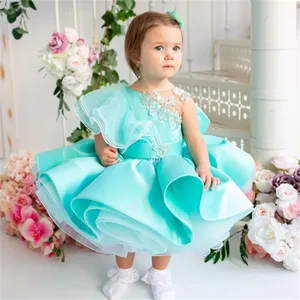 <span class=keywords><strong>Vestido</strong></span> de niña de flores con lazo <span class=keywords><strong>amarillo</strong></span> <span class=keywords><strong>para</strong></span> boda, volantes hinchados, hasta la rodilla púrpura con vestidos de baile <span class=keywords><strong>para</strong></span> fiesta de cumpleaños de primera comunión - Product Image 4