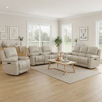 Ensemble de canapés inclinables modernes 3+2+1 en cuir véritable, réglables électriquement avec port USB pour la maison et le bureau