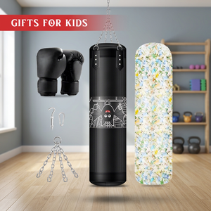 Kit de boxe pour enfants BURAQ MMA SPORTS, gants d'entraînement et sac de frappe lourd, matériau PU écologique pour débutants - Product Image 2
