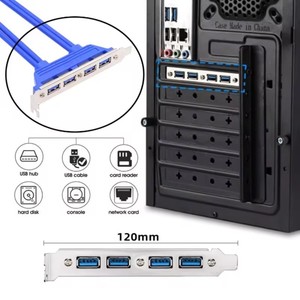 Cable de extensión de puerto de panel frontal de 50 cm con 2 conectores de 19/20 pines a 4 USB 3.0 hembra para chasis, con soporte de ranura PCI-<span class=keywords><strong>E</strong></span> de 12 cm - Product Image 5
