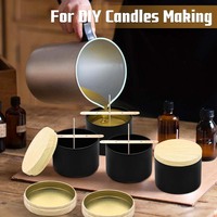 Boîtes à bougies vides 4oz 8oz Boîtes à bougies rondes en fer blanc pour bougies de cire de soja Conteneur de boîte à bougies en fer blanc mat noir sans couture avec couvercles