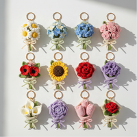 Bouquet de fleurs tricoté à la main en gros de crochet décoration florale mignon fil marguerite rose tulipe ornement bricolage accessoires d'artisanat