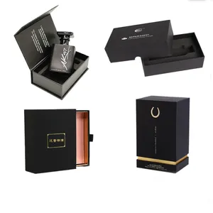 Custom Printed Handmade Rigid Paper Cardboard Black Matte Magnetic Closure Gift Box For Cosmetic Skincare Packaging