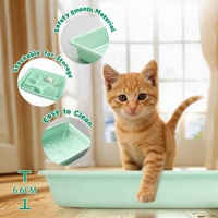 Litière pour chaton écologique à entrée par le haut, design ouvert, petite, avec pelle à litière, double gamelle et souris à catnip