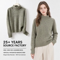 Pull Col Roulé Épais en Cachemire Personnalisé pour Femme, 100% Tricot Ample, Sur Mesure, Hiver 2026, Montagne de Helan, Ningxia