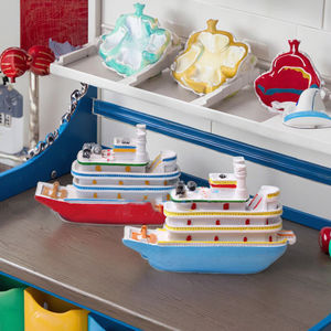 Accessoires d'aquarium de série d'océan de style méditerranéen Table de sable psychologique Navire de croisière en résine pour le transport de Noël - Product Image 6