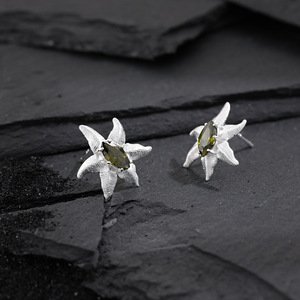 Vente en gros Bijoux en or Boucles d'oreilles étoile de mer design en argent sterling 925 Boucles d'oreilles Oliver Zircon pour femmes et filles - Product Image 4