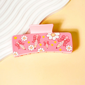 Pince à cheveux rectangulaire en similicuir, motif crayon et livre, pour la rentrée scolaire, accessoires de mode mignons - Product Image 6
