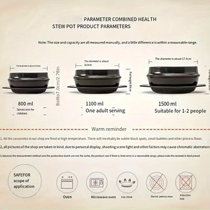 한국 돌 냄비 밥솥-비빔밥 된장국용 가스 가열 석기 캐서롤 고온 저항 - Product Image 5