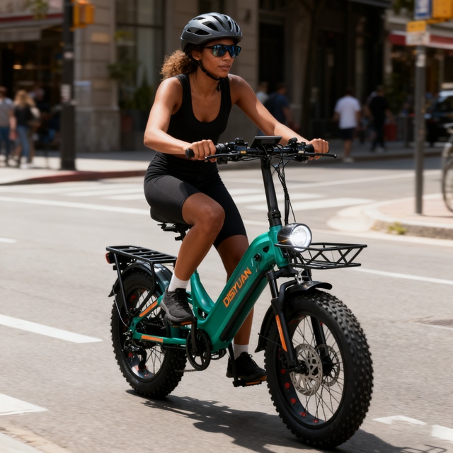 DISIYUAN Electric Folding Bike 48V 750W 20x4.0 Fat Tire E-bike Lockable Suspension Urban Foldable Folding Bicycle
