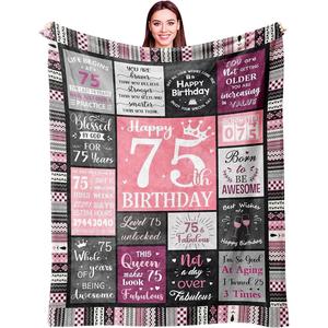 <b>Pink</b> Black Chalkboard Birthday Quotes Flannel <b>Blanket</b> <b>Throw</b> <b>Blanket</b> Nap <b>Blanket</b> Breathable Skin Friendly for Travel Camping - Product Image 2