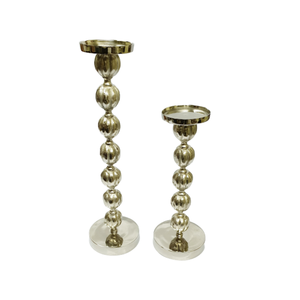 Candlestick High Quality Silver Color Decorative Aluminium <b>Pillar</b> <b>Candle</b> Holders European Design Handmade Wedding Decor - Product Image 1