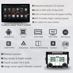 Radio Android de Última Generación para Land Rover Range Rover Sport L494 2014-2022, Unidad Principal de Navegación GPS para Automóvil de 13.6 Pulgadas con Panel de CA - Product Image 2