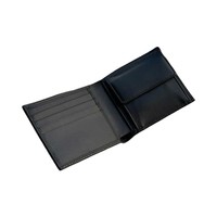 Dompet Kulit Asli Minimalis 2-Lipat Anti RFID Laris Manis dengan Lapisan Poliester, Slot Kartu Kredit Pendek Terbuka Portabel