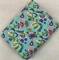 Tissu en coton imprimé à la main artisanal de Jaipur, motifs floraux botaniques, textile indien fait main en gros pour vêtements de créateurs et boutiques.