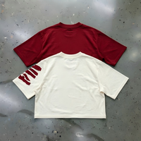T-shirt vintage délavé et vieilli pour homme, coupe carrée personnalisée, effet délavé à l'acide, broderie et appliqué, effet soleil éclaté