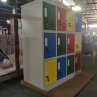 Armoire de rangement en acier personnalisée à 12 portes avec serrure à clé, casier pour enfants de maternelle, armoire métallique demi-hauteur pour école, maison et bureau