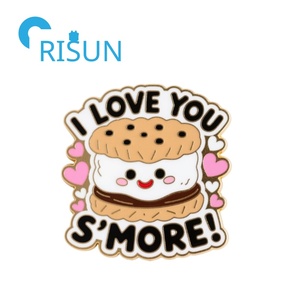 Tùy Chỉnh Món Tráng Miệng Tình Yêu Bạn S'More Trâm Cài Cho Cắm Trại Quà Tặng Kim Loại Dễ Thương Thực Phẩm <span class=keywords><strong>Smore</strong></span> Mèo Men Pin Kawaii S'mores Men Pin Huy Hiệu - Product Image 5
