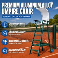 Chaise d'arbitre portable en alliage d'aluminium pour terrains de tennis extérieurs, équipement sportif, prête pour auvent, avec roues