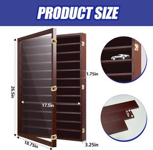 Espositore in Legno per Modellini Auto, Armadietto con Anta per Giocattoli in Miniatura e Piccole Ruote - Product Image 2