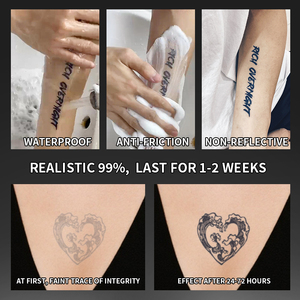 รอยสักชั่วคราวลายคลื่นหัวใจ รอยสักกึ่งถาวร กันน้ำ กันเหงื่อ ติดทนนาน 2 สัปดาห์ สำหรับแขน ขา อก ไหปลาร้า - Product Image 5