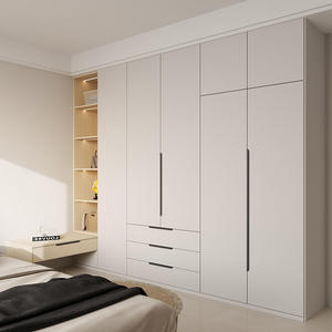 Armoire Moderne Minimaliste en Bois pour Enfants, Bleu Clair et Blanc, Placard Plafond-Plancher avec Étagère LED, Meuble de Rangement Gain de Place pour la Maison - Product Image 3