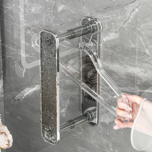 Yimijia Wall Mounted <b>Clothes</b> <b>Rack</b> Transparent Gray Telescopic Space Saving Bathroom Storage Organizer Rectangle Shape - Product Image 4