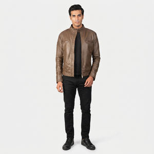 High Quality Finer Threads <b>Leather</b> <b>Jacket</b> <b>Men</b> 2026 Genuine <b>Leather</b> Outerwear OEM Biker Style Streetwear Vintage Breathable - Product Image 1