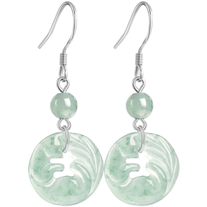 Pendientes de jadeíta natural auténtica de grado A, diseño de zorro de nueve colas azul agua, con plata S925 y jadeíta de grado hielo. - Product Image 5